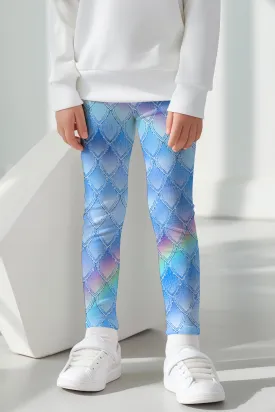 Dragon Scale Lucy Blue Cute Printed Leggings - Kids