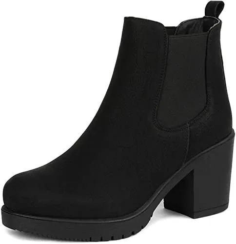 DREAM PAIRS Women's FRE Black High Heel Ankle Bootie