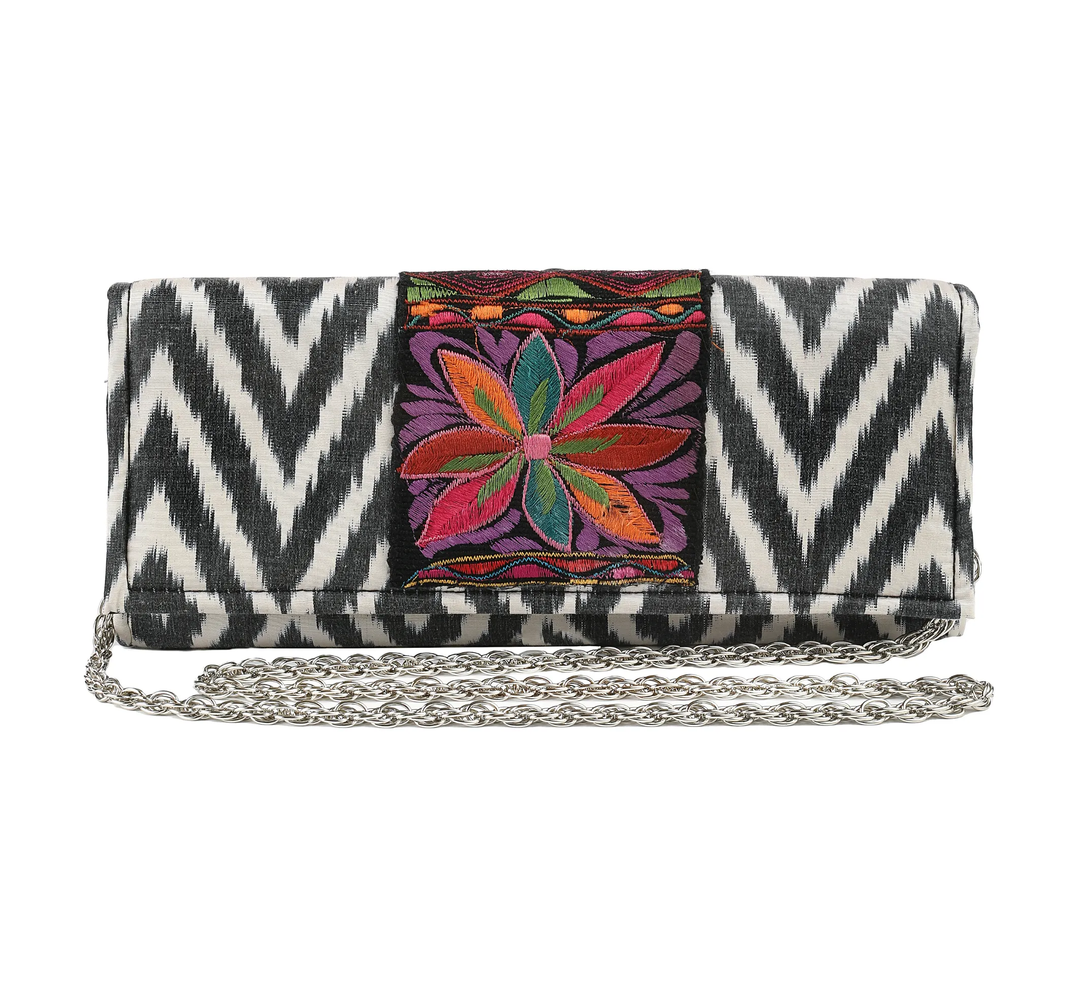 Du Monde Collection - Rye Silk Ikat   Guatemalan Textile Clutch