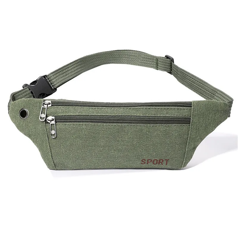 DUNNMALL New Canvas Waist Bag Men's Outdoor Leisure Large Capacity Business Checkout Change and Phone Close-Fitting Package Factory Wholesale