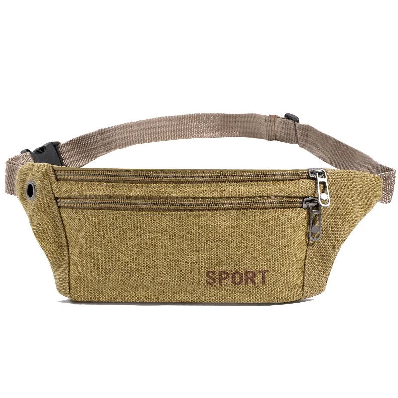 DUNNMALL New Canvas Waist Bag Men's Outdoor Leisure Large Capacity Business Checkout Change and Phone Close-Fitting Package Factory Wholesale