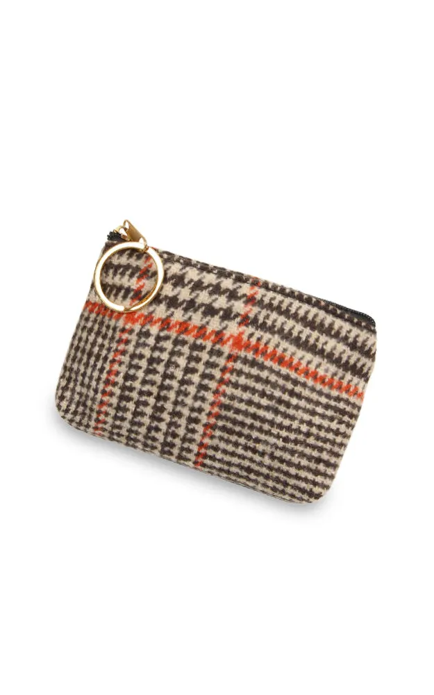 EABG9375 Brown Glen Check Crossbody Clutch Bag