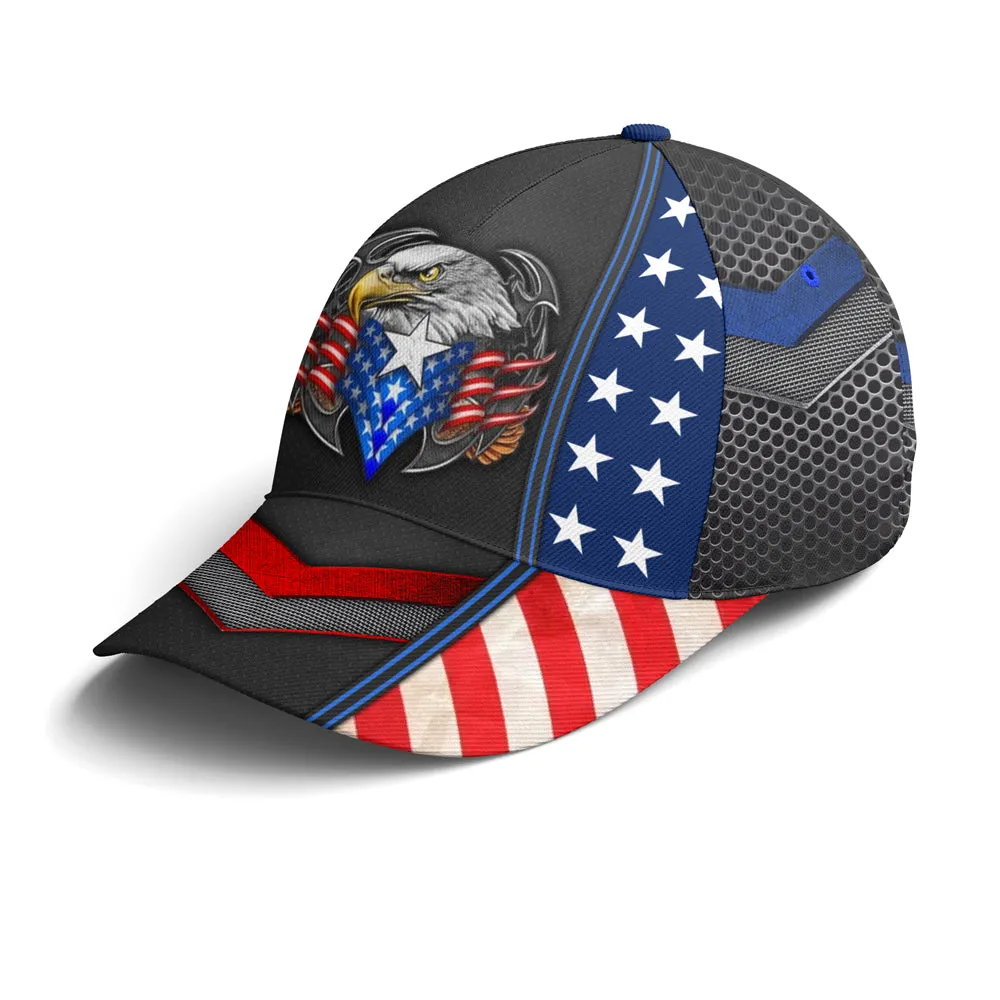 Eagles America US Flag Metallic Baseball Cap Coolspod