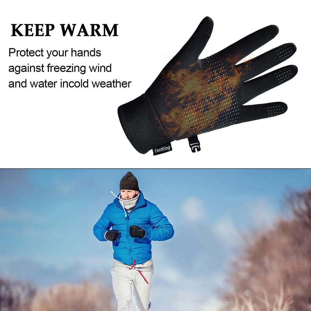 EastKing Winter Gloves Touch Screen Water Resistant for Running Cycling Driving Hiking Working Windproof Warm Waterproof Large Gloves for Men and Women (Black - L)