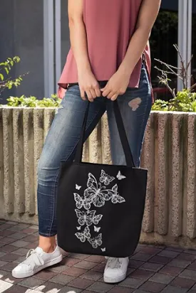 Eco-Friendly Tote Bag for Women with Zip for College & Office - Butterflies