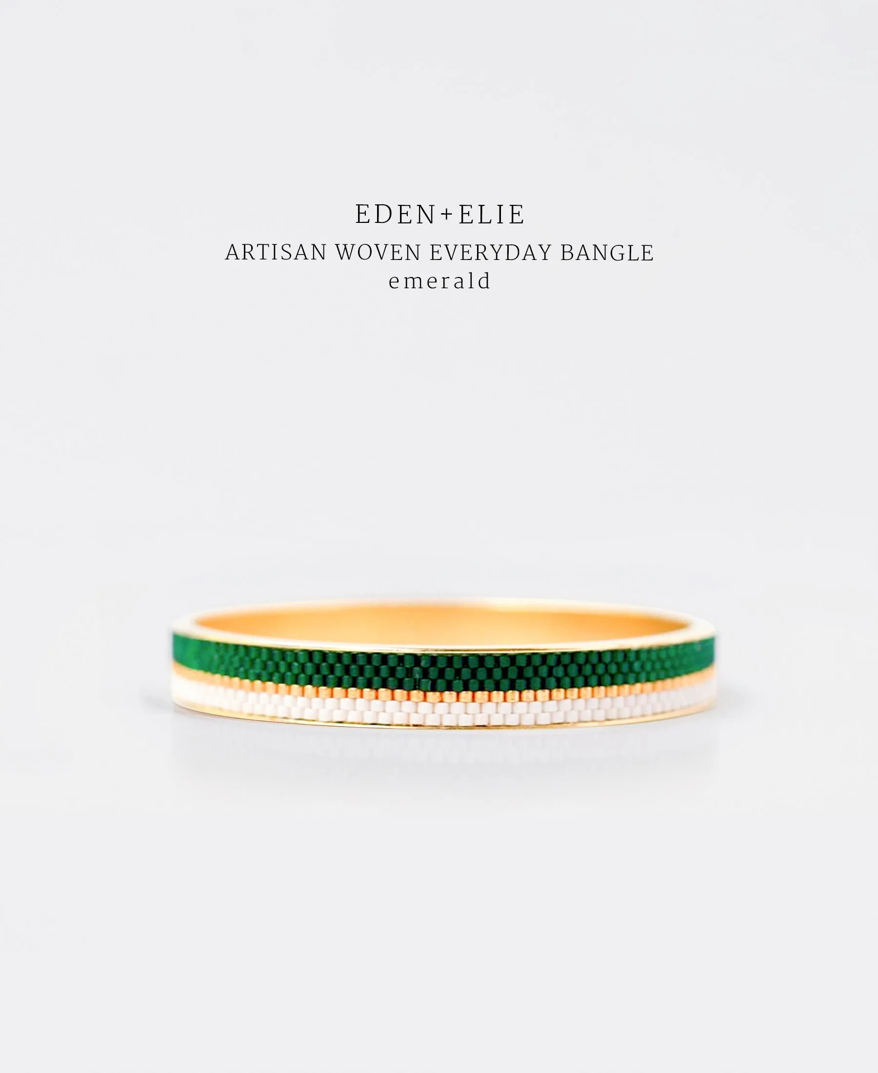 EDEN   ELIE Everyday Gold Narrow Bangle - emerald green