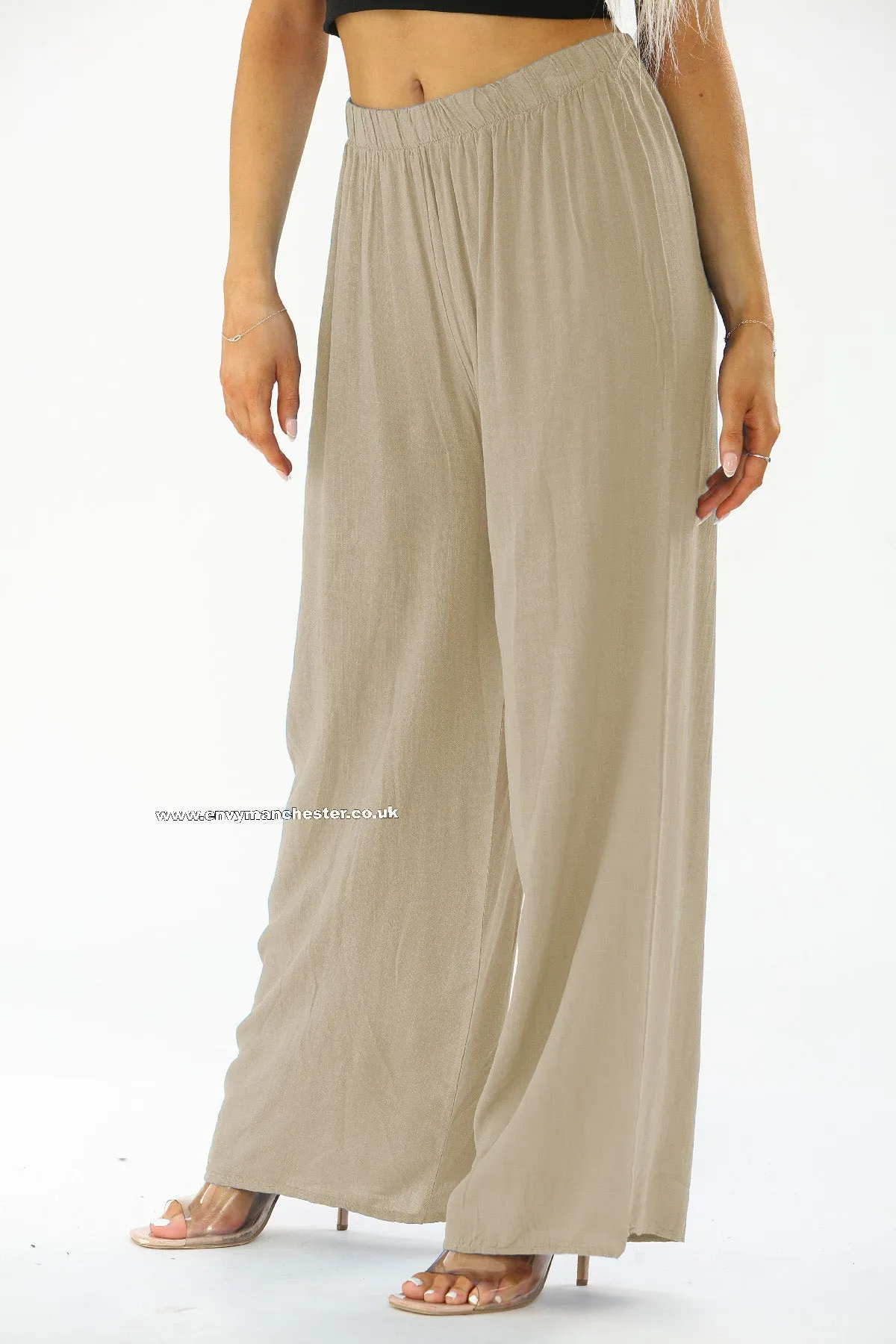 Elastic Waist Wide Leg Trousers