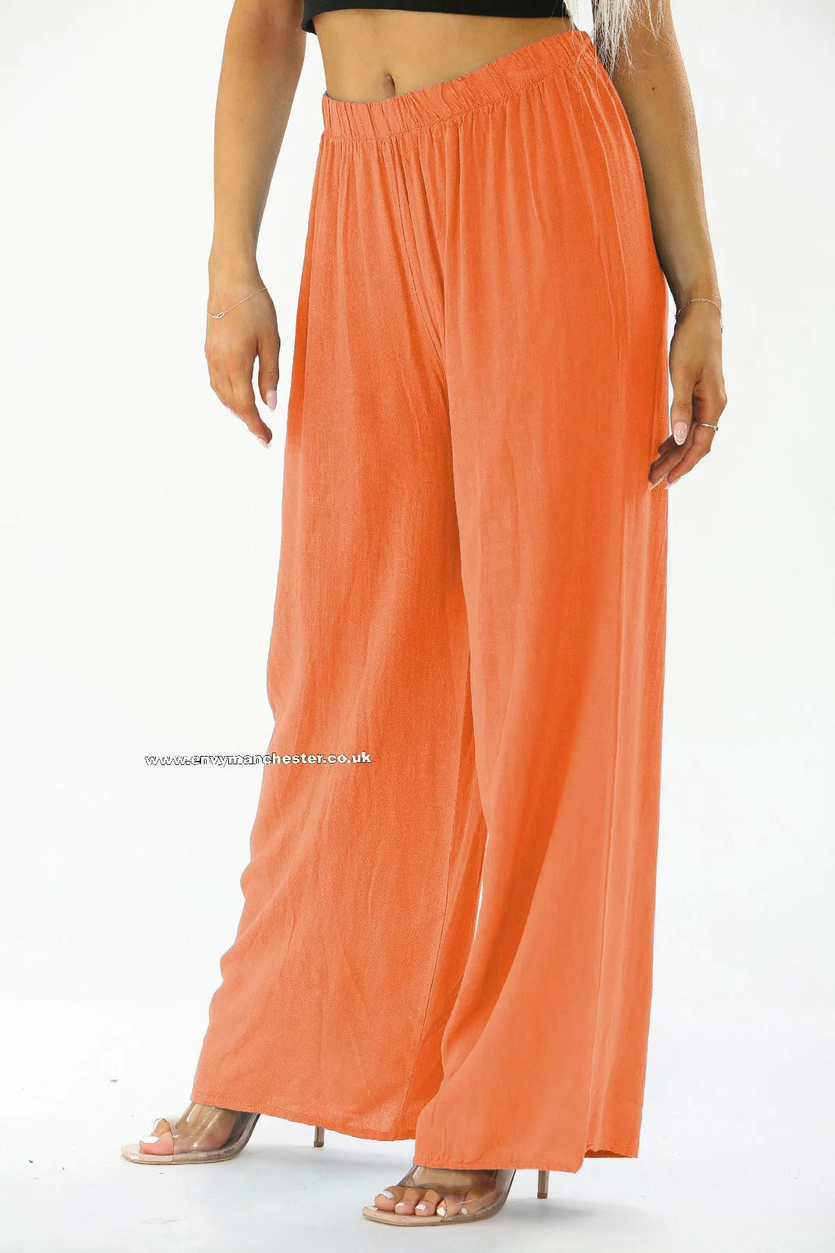 Elastic Waist Wide Leg Trousers