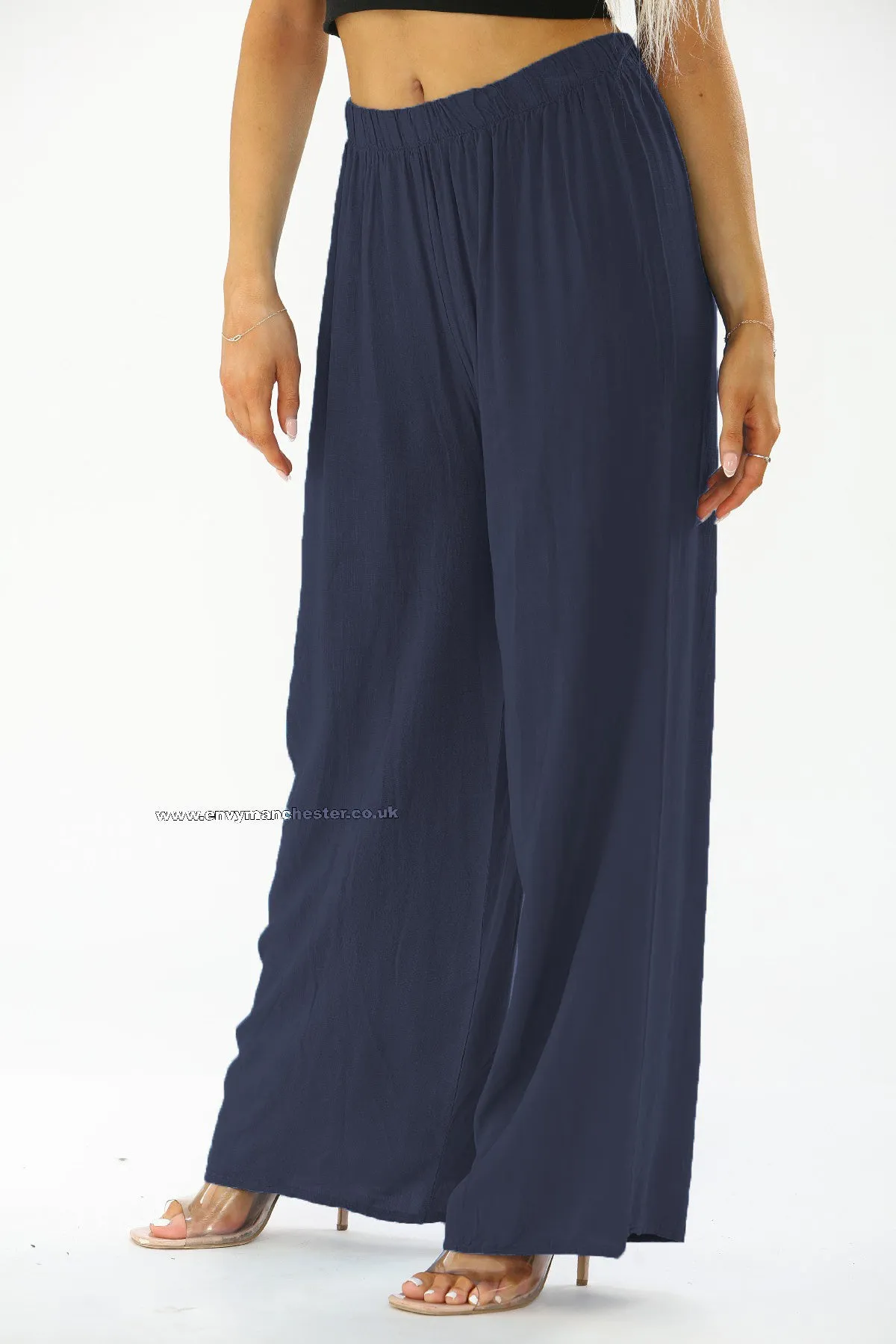 Elastic Waist Wide Leg Trousers