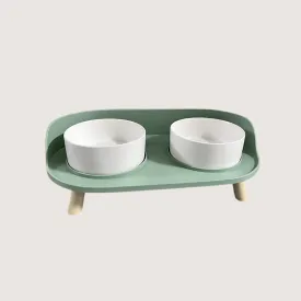 Elegant Bone China Double Pet Bowl Set with Ergonomic Design