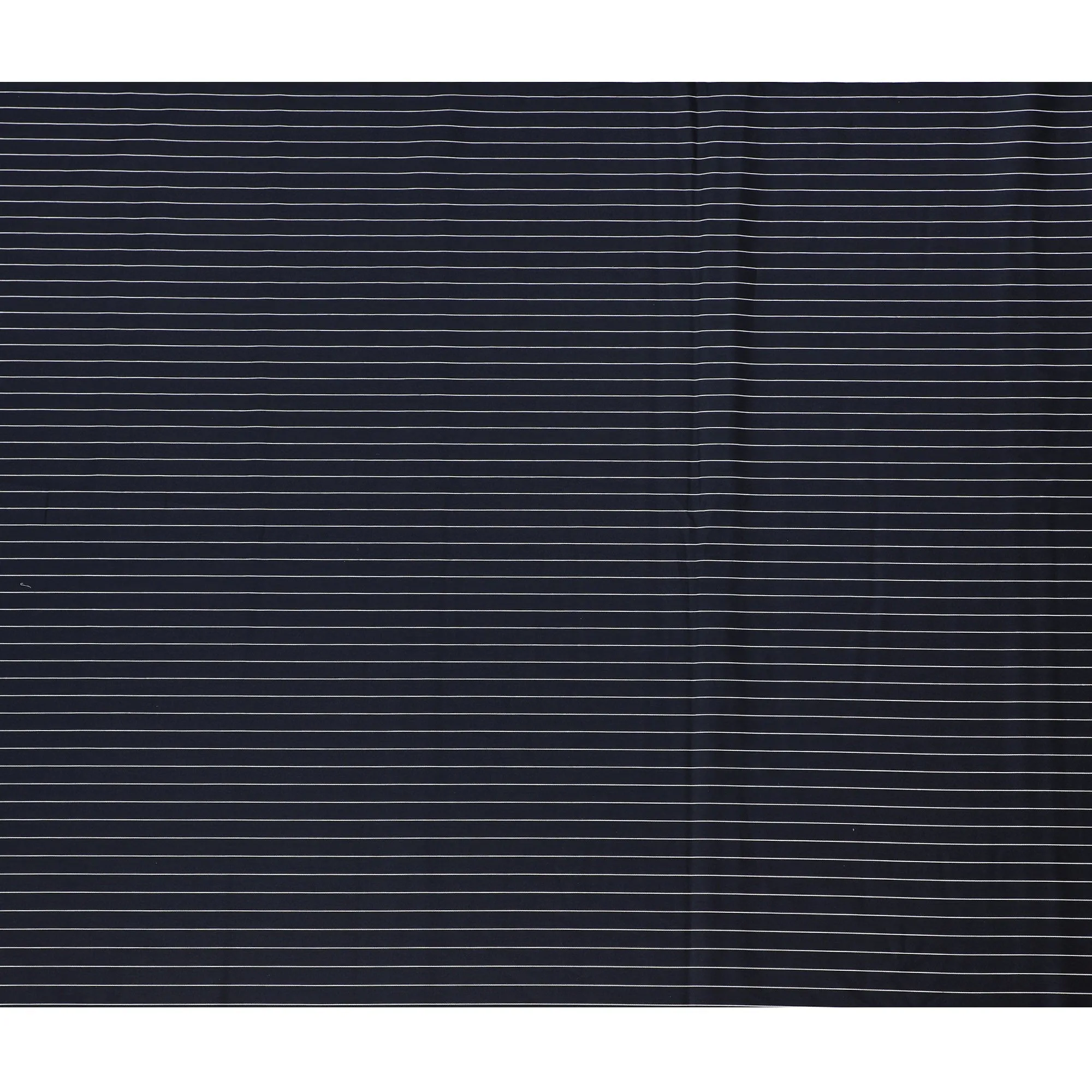 Elegant Navy Blue Cotton Shirting Fabric with Thin White Stripes, Satin Finish, 150 cm Wide-D19187