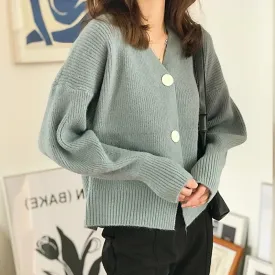 Elegant Women Cardigan Sweater Fashion V Neck Autumn Long Sleeve Knitted Jacket Designed Button Up Fall Ladies Sweater Coat