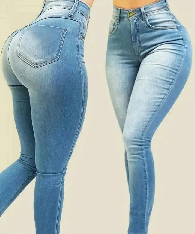 Elevate Chic High Waist Pure Colour Denim Skinny Jeans