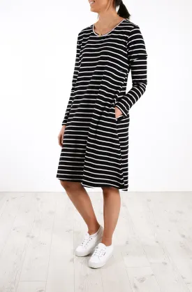 Ellie Dress Black White Stripe