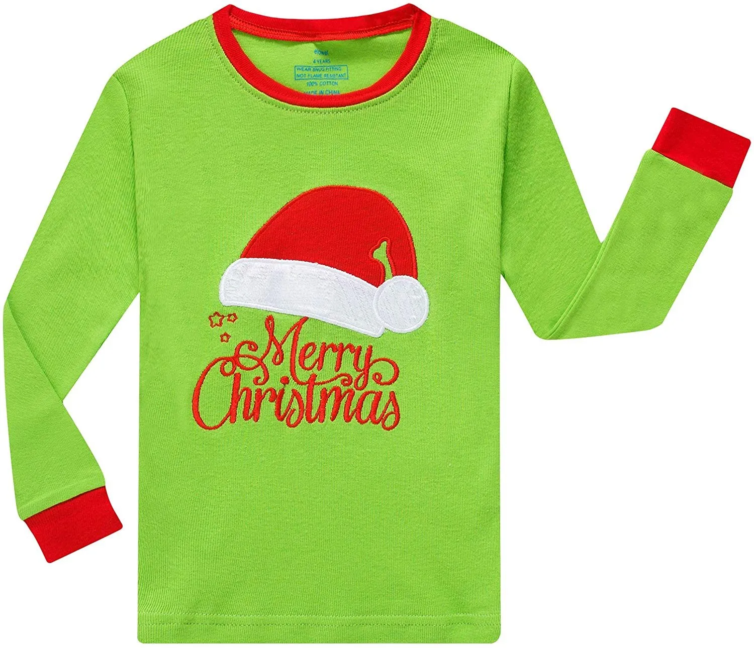 Elowel Family Matching Christmas Pajamas - kids christmas pajamas - Green Elf 2-Piece PJ Set