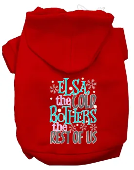 Elsa, The Cold Screen Print Dog Hoodie Red S