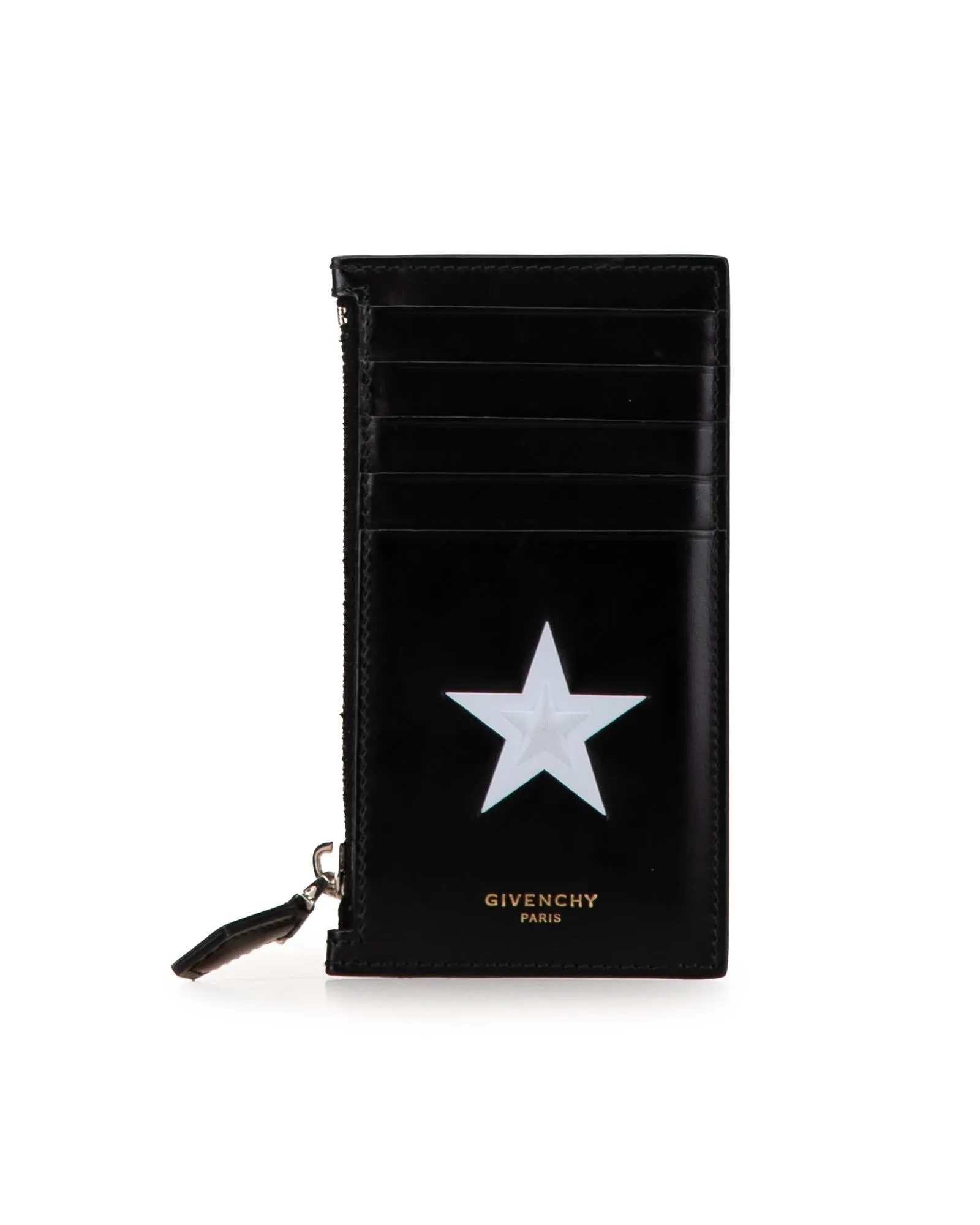 Embossed Leather Card Holder with Star Design