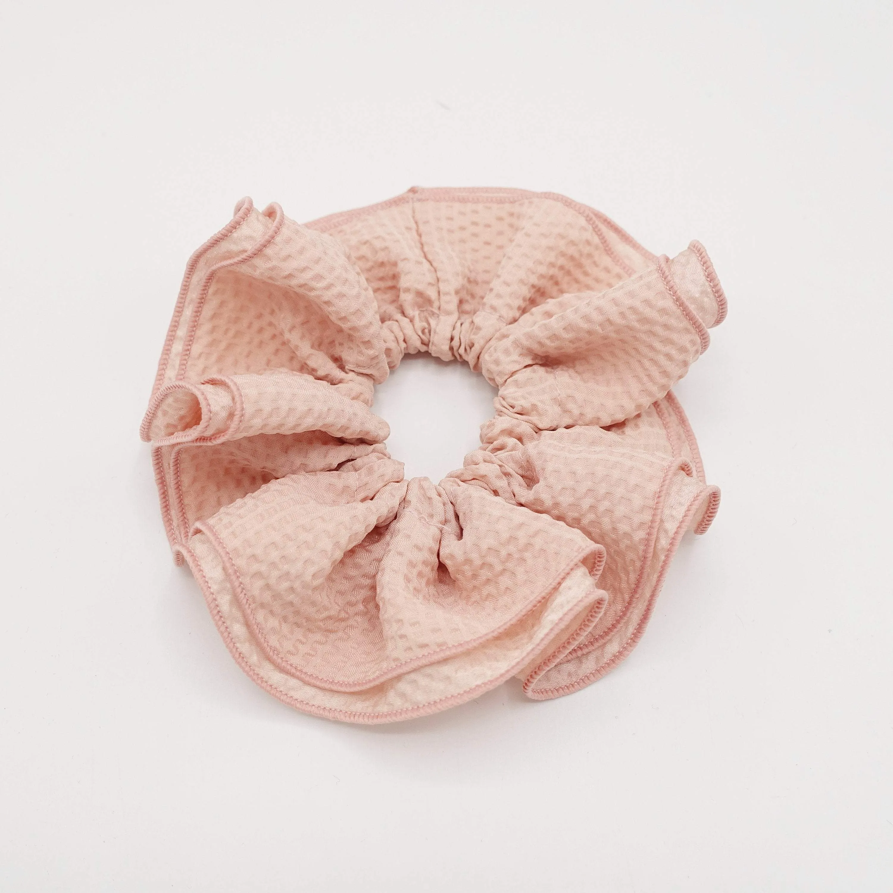 embossed pattern double edge scrunchies hair accessory for women