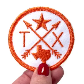 Embroidered Iron-On Custom State Patch - Orange & White