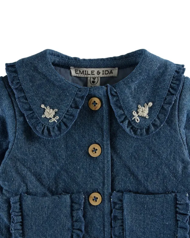 Emile et Ida Embroidered Denim Quilted Jacket