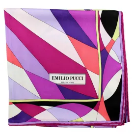 Emilio Pucci Scarf Purple Lime Design - Large Twill Silk Square Scarf