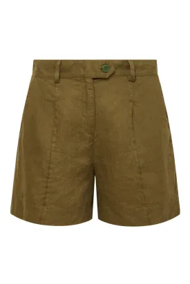 Emmie Linen Shorts Khaki