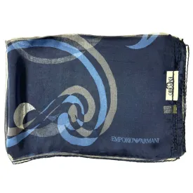 Emporio Armani Scarf Midnight Blue Design - Lightweight Silk Shawl SALE