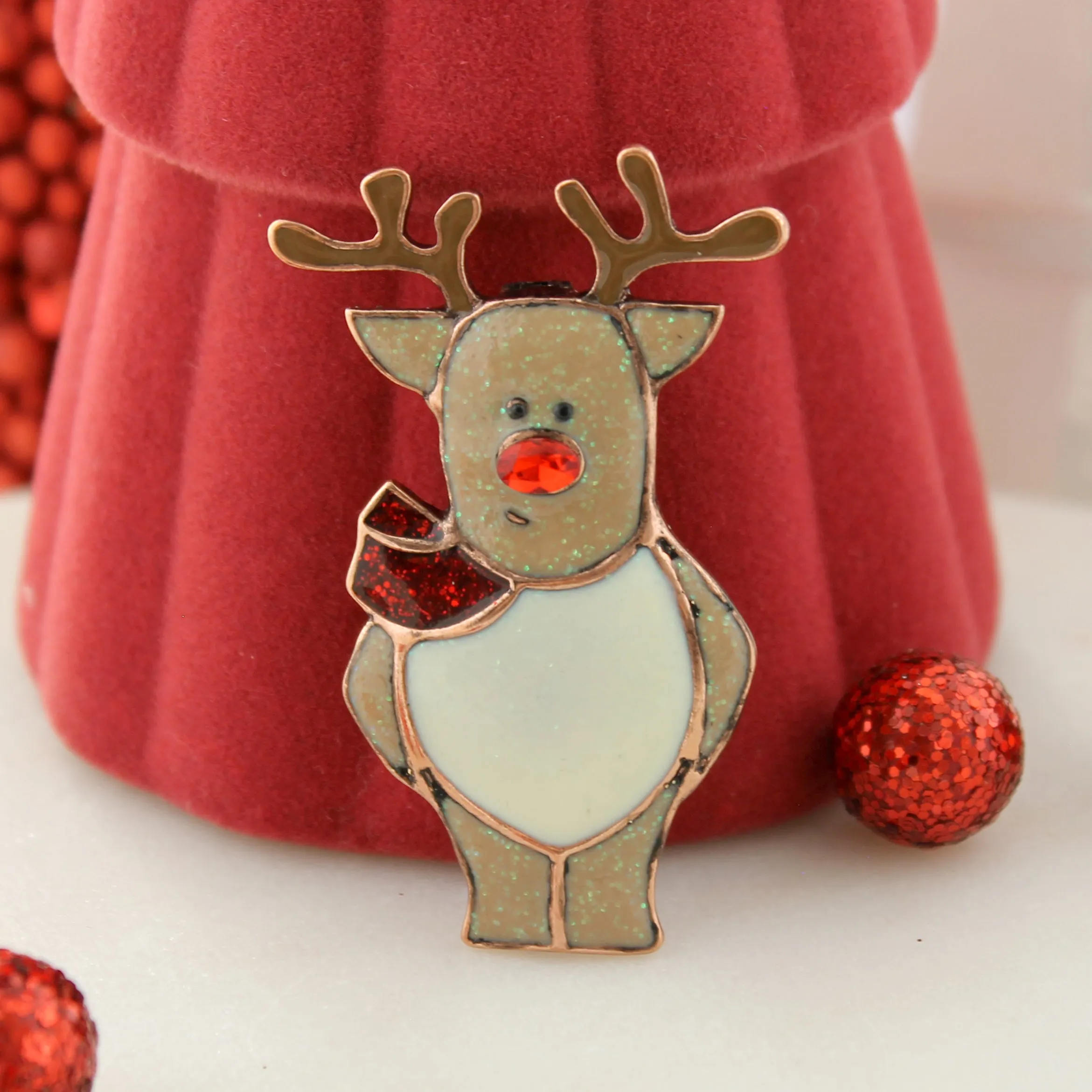 Enamel Reindeer Christmas Pin/Pendant