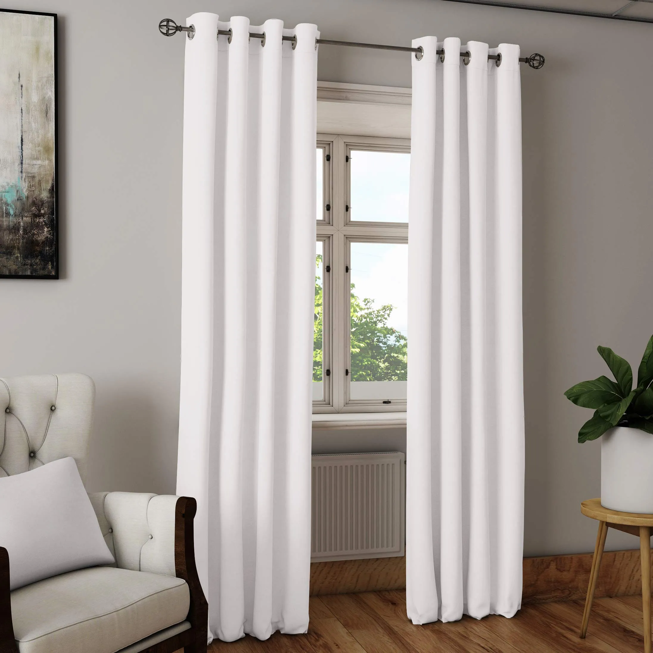 Encasa Homes Long Door Curtain Plain Colour - White - 1 Panel of (9 ft Long), Light Weight Pure Cotton Canvas, Light-Filtering Non-Blackout, for Living Room, Bedroom (Set of 1)