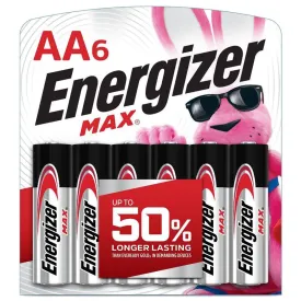 Energizer Max Alkaline AA Batteries, 6 pack