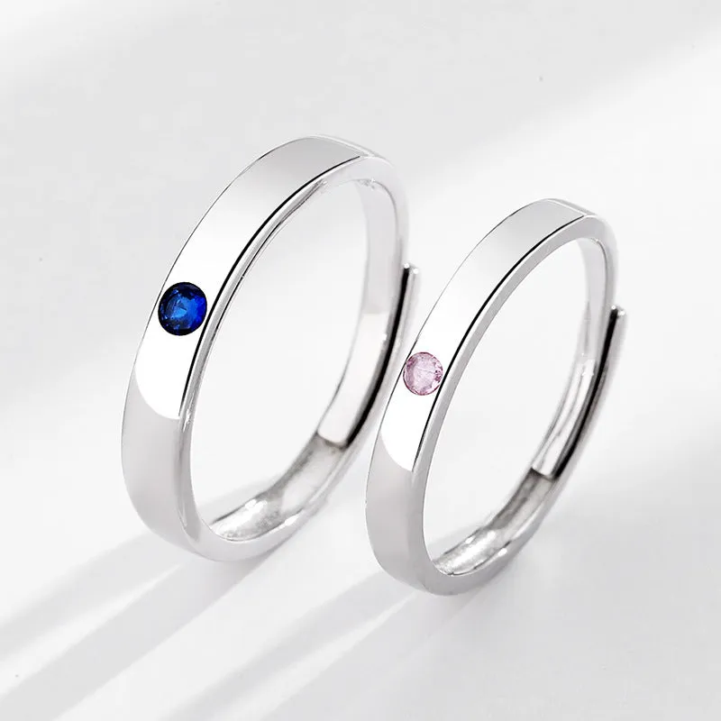 Engraved Minimalist Couple Promise Rings Set