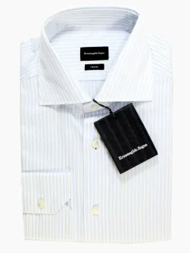 Ermenegildo Zegna Dress Shirt Trofeo - White Blue Stripes 38 - 15