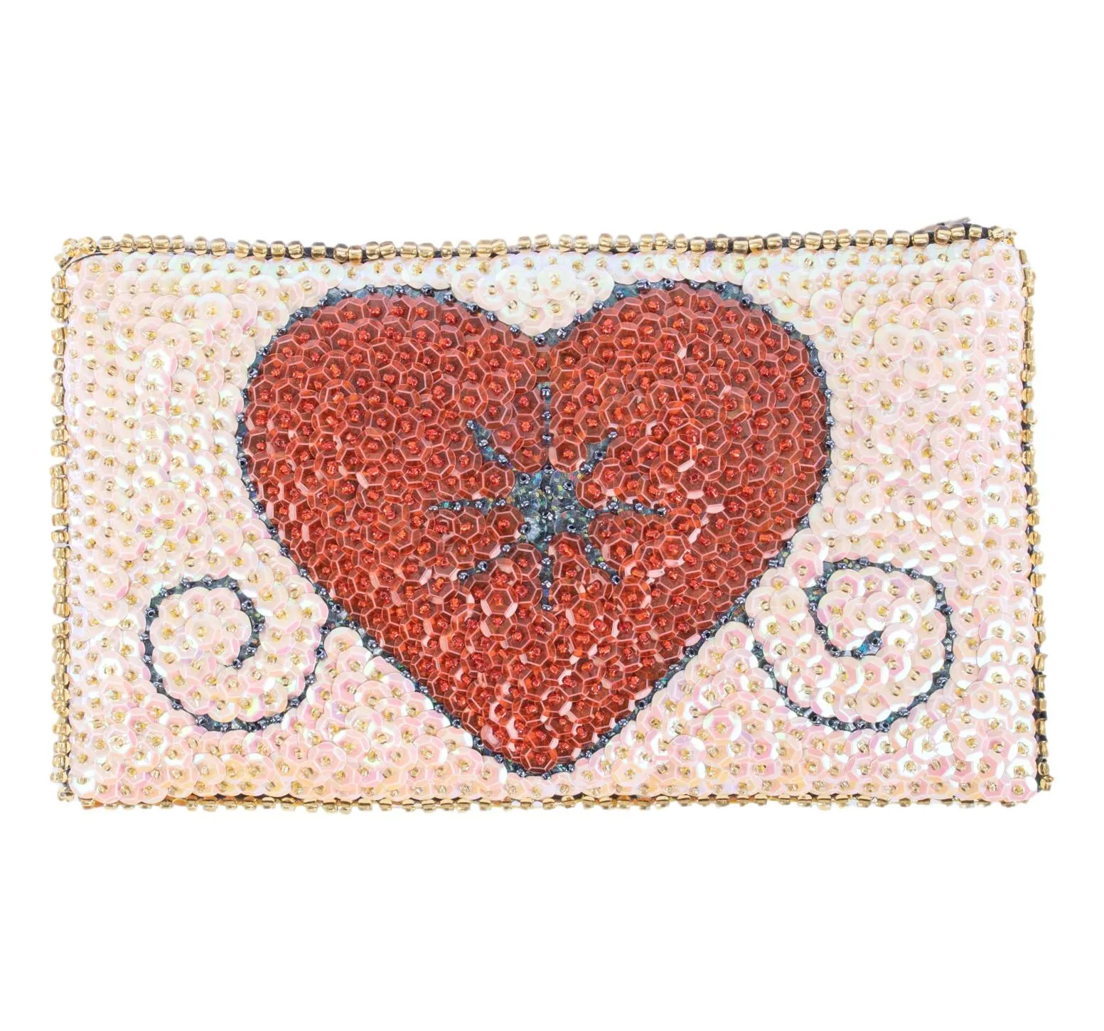 Erzulie Haitian Beaded Clutch - Blush Pink & Red