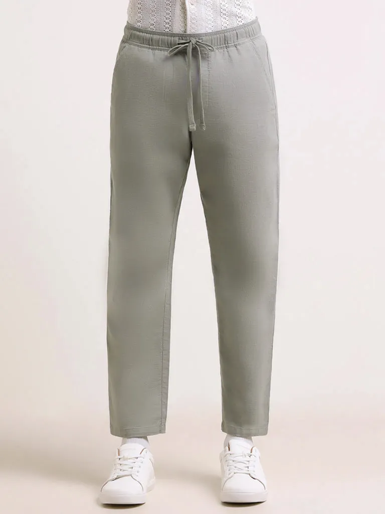 ETA Teal Mid Rise Cotton Relaxed Fit Chinos