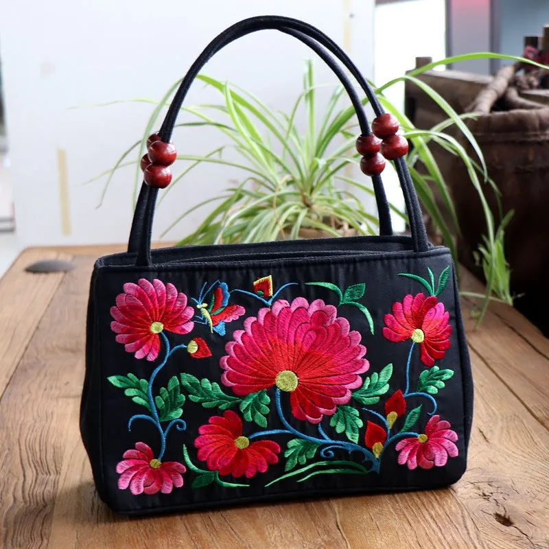 Ethnic Style Bag with Double-sided Embroidery and Canvas Small Bag for Women's Double-layer Handbag Casual Trend Retro