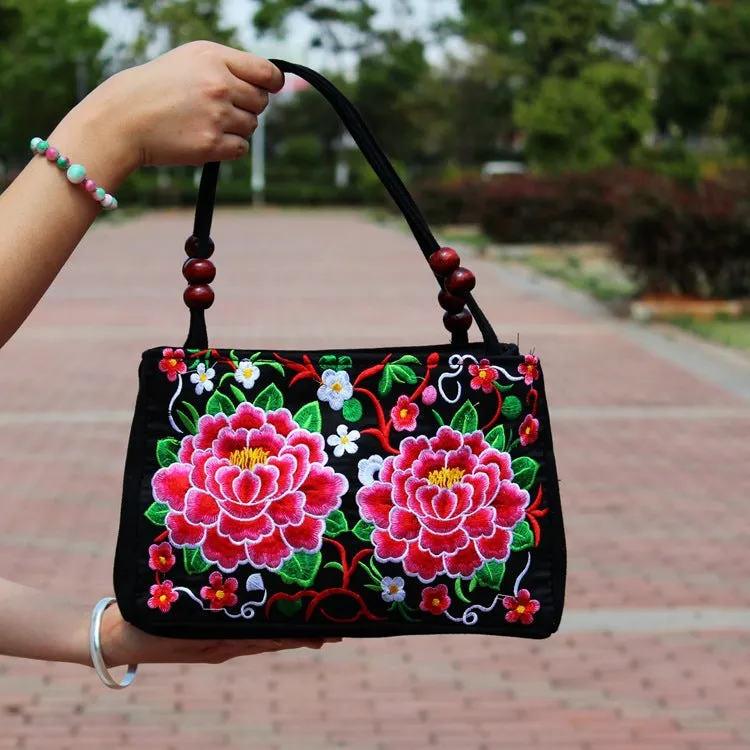 Ethnic Style Bag with Double-sided Embroidery and Canvas Small Bag for Women's Double-layer Handbag Casual Trend Retro