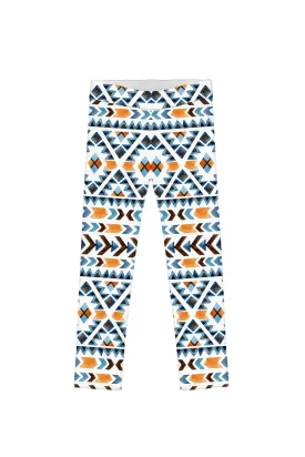 Ethno Chic Lucy White Bohemian Print Fall Fashion Leggings - Kids