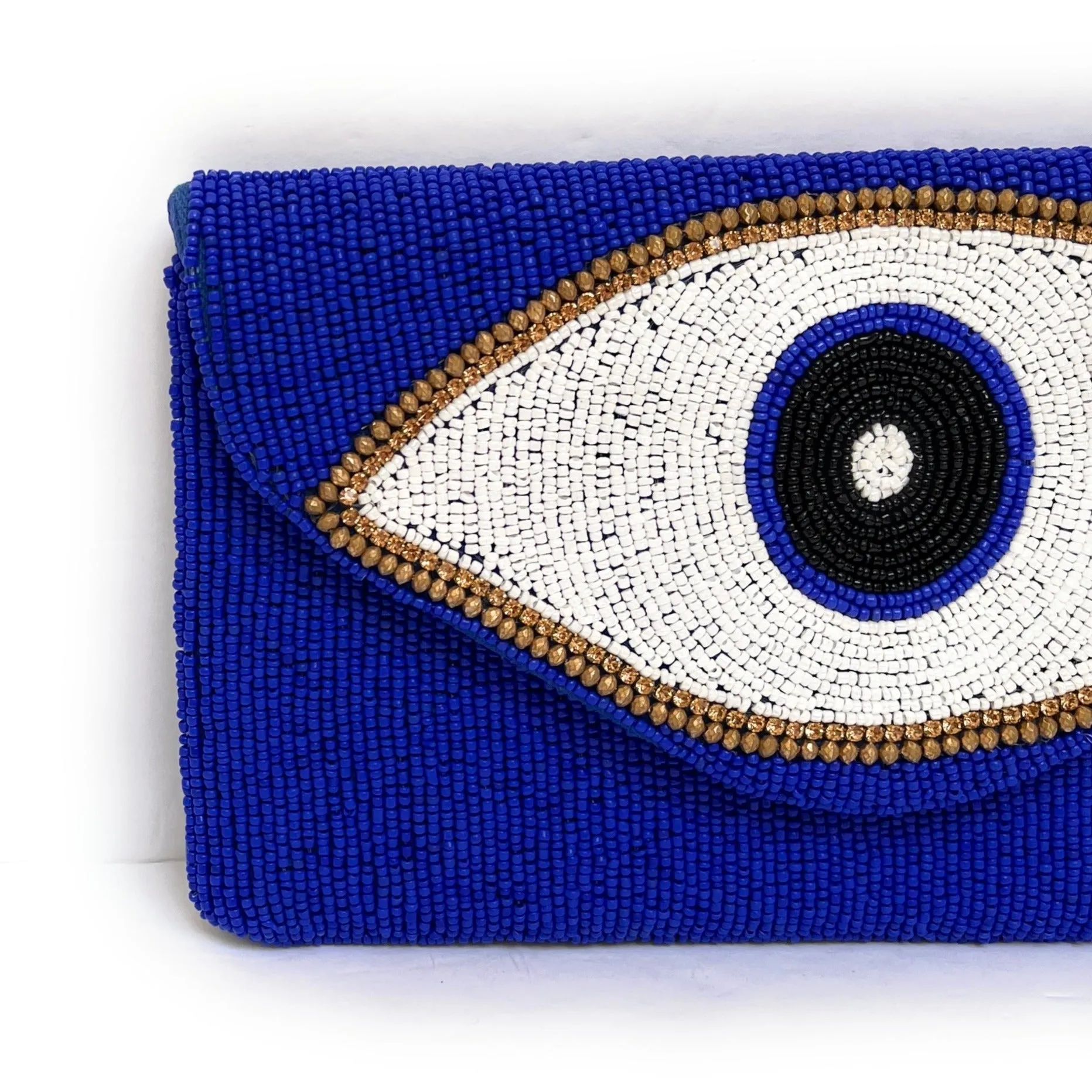 Evil Eye Beaded Clutch Purse (Royal Blue)