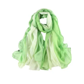 Extra Wide Chiffon Scarf Beach Scarf Gradient Green Color CHD402