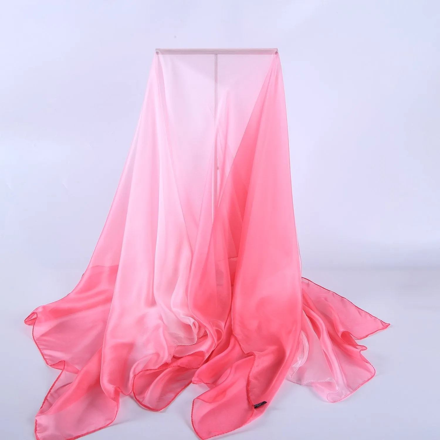 Extra Wide Chiffon Scarf Beach Scarf Gradient Pink Color CHD406