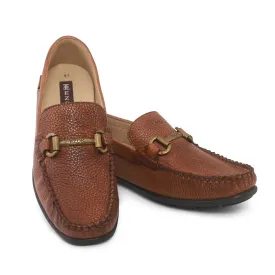 Ezok Mens Tan Moccasin Driving Leather Loafers