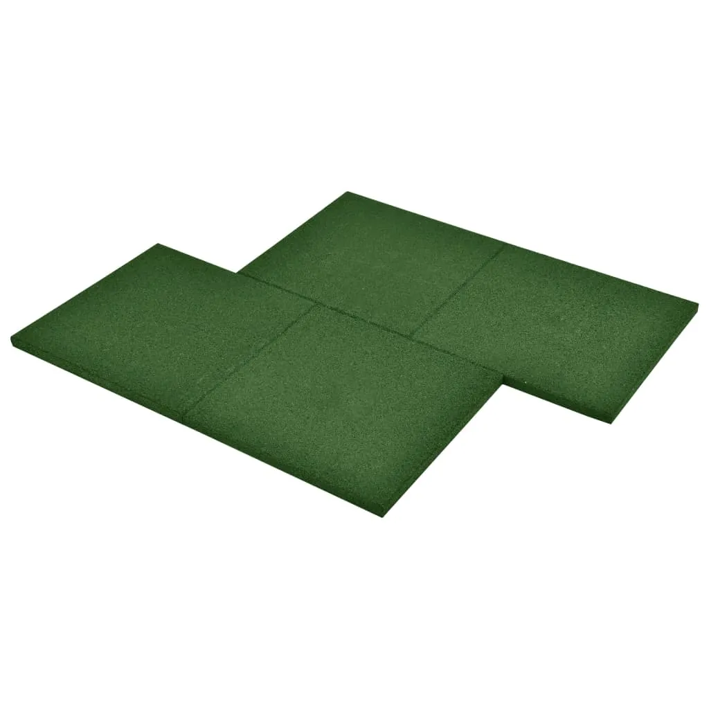 Fall Protection Tiles 12 pcs Rubber 50x50x3 cm Green