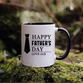 Father's Day Personalised Mug - Black Tie - Black Mug - Dad's Birthday Ideas - Grandpa - Grandad Gift