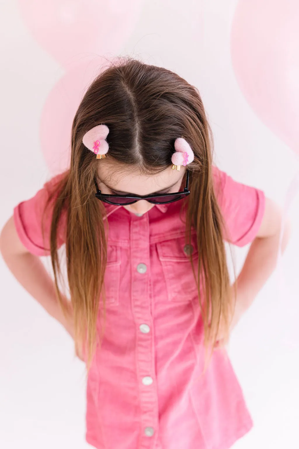 Felt Bow Hearts Pigtail Clip Set