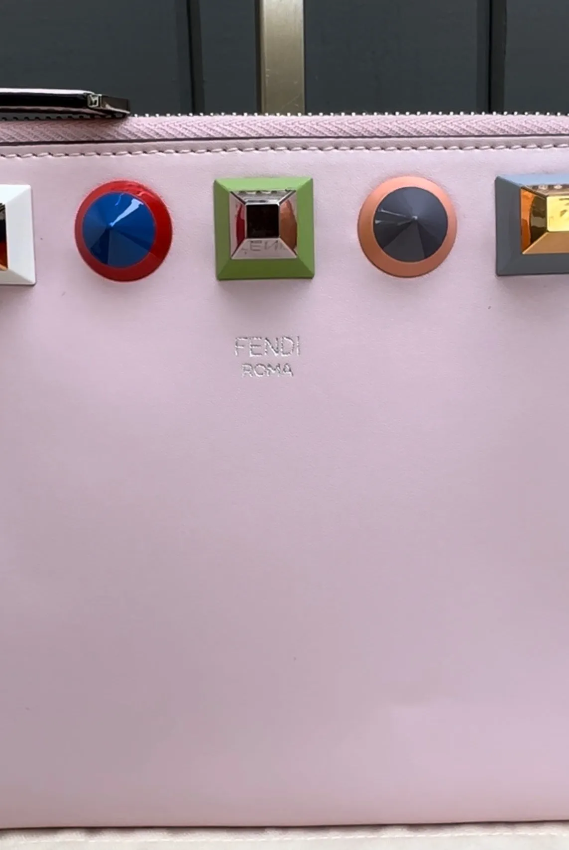 FENDI Multi Colour Studs Leather Clutch