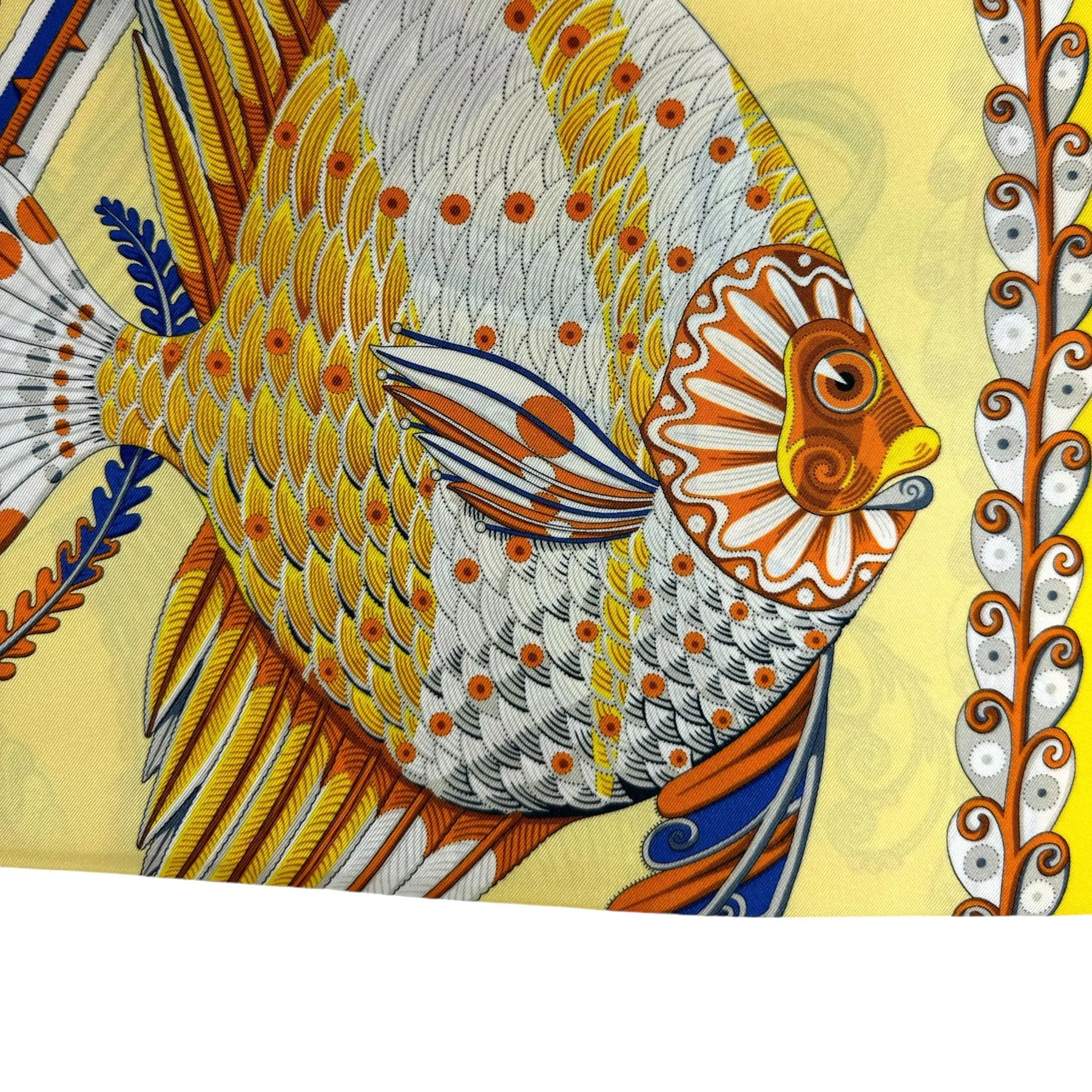 Ferragamo Scarf Yellow Fish Design - Twill Silk Foulard - New 2024 Collection - SALE