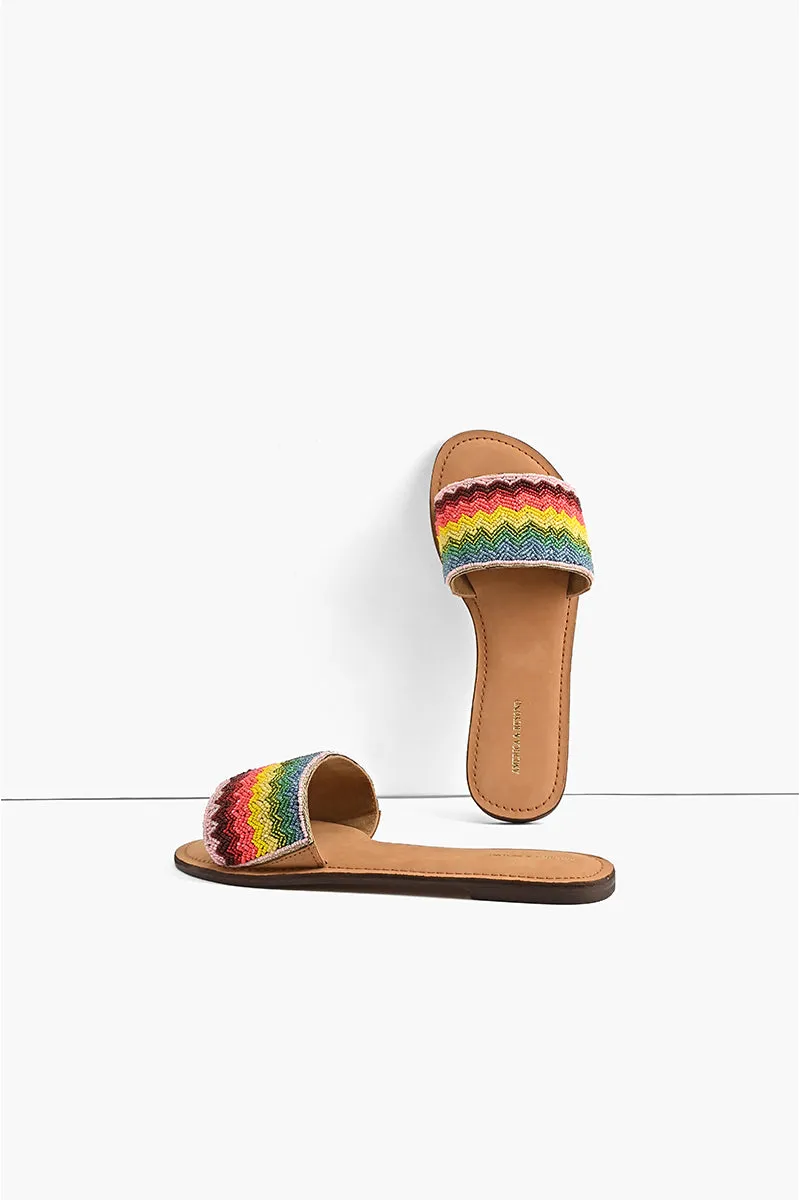 Field of Dreams Beaded Slide Sandals