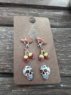 Fiesta Sugar Skull Earring 3 Pack