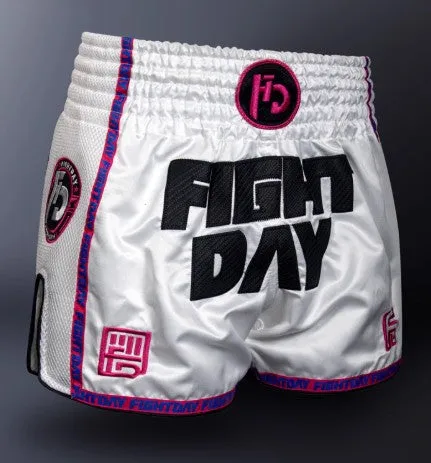 FIGHTDAY FDBS007 MUAY THAI MMA BOXING SHORTS XS-XXL White