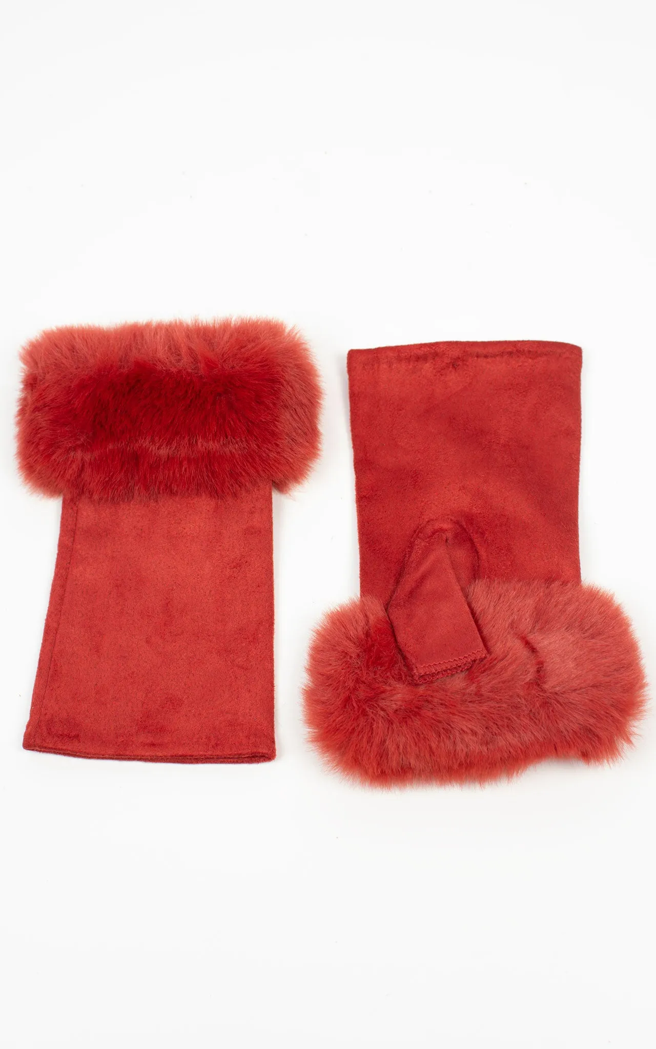 Fingerless Faux Fur Gloves | Rust